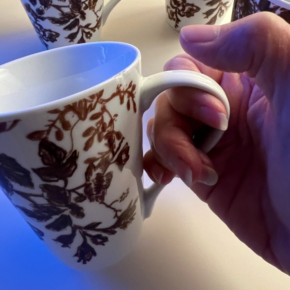Paula Dean Brown Leaf Coffee Mugs Set of 4 8 oz EUC - Picture 2 of 2